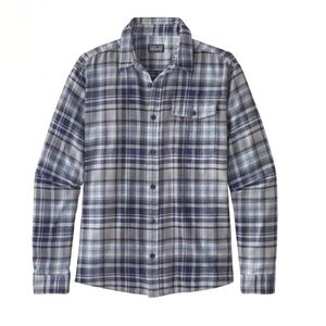 Patagonia Fjord Lightweight 100% Cotton Flannel Shirt Medium Blue Gray Plaid EUC